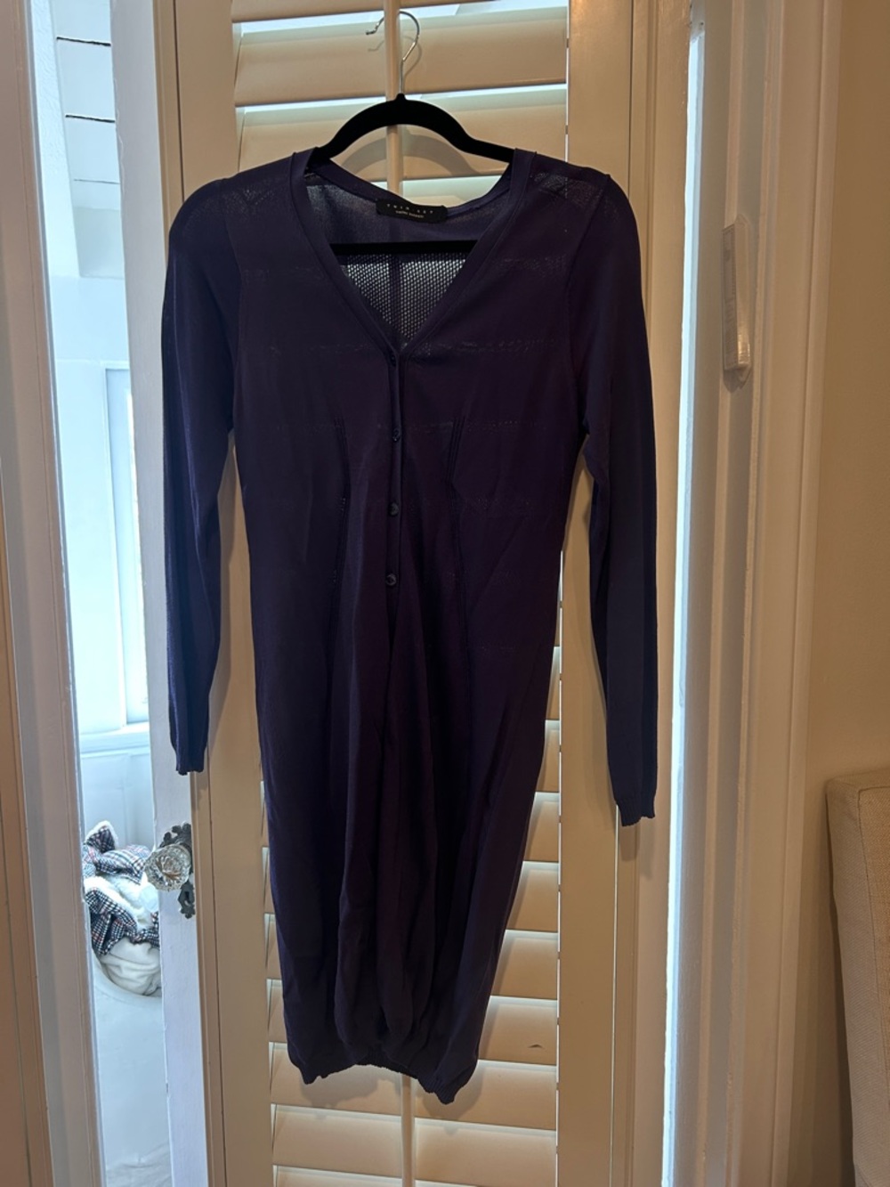 Twin Set Simon’s Barbieri Long Sleeve Purple Button-Front Women's Dress